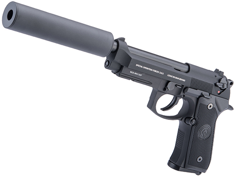 Socom Gear WE M9A1 SOF Gas Blowback Airsoft Pistol (Color: Black / Gemtech Trinity Airsoft Mock Silencer Package)