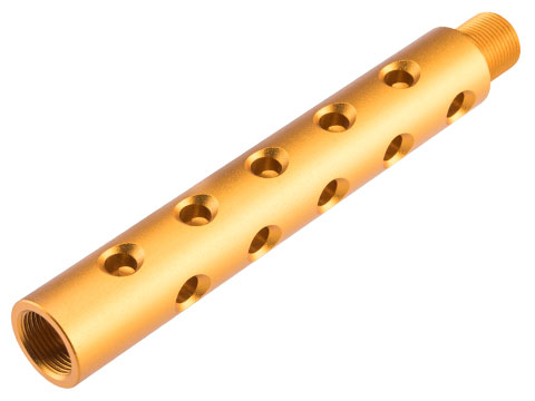 Slong Airsoft 14mm Negative Outer Barrel Extension (Model: Vented / 117mm / Gold)