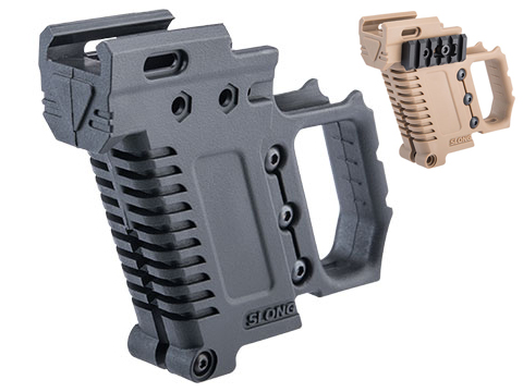 Slong Airsoft 3D Printed Front Grip with Magazine Caddy for Elite Force / UMAREX GLOCK Airsoft Gas Blowback Pistols (Color: Black)