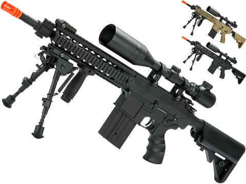 Matrix Full Size SR25-K Precision Rifle Airsoft AEG (Model: Metal Receiver / Black)