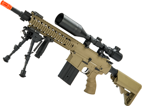 Matrix Full Size SR25-K Precision Rifle Airsoft AEG (Model: Metal Receiver / Tan)