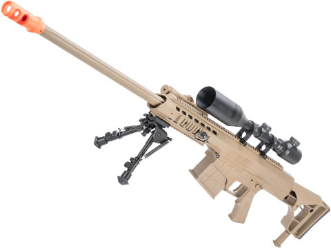 Barrett Licensed M98B MRAD w/ Folding Stock Airsoft AEG Sniper Rifle by 6mmProShop (Color: Tan / Full Size)