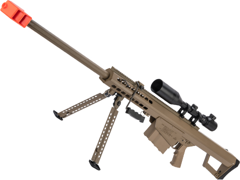 6mmProShop Barrett Licensed M82A1 Bolt Action Powered Airsoft Sniper Rifle (Color: Tan)