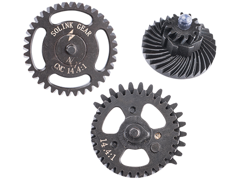 Solink Motor CNC Steel Hollowed Out Gear Set V2 for Airsoft AEG Rifles (Model: 14.4:1 / Helical)