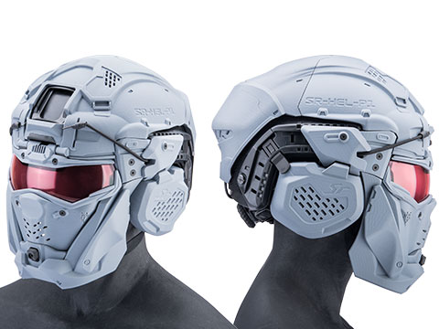SRU SR Tactical Helmet w/ Integrated Cooling System & Flip-Up Visor (Color: Grey)