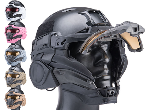 SRU SR Tactical Face Shield Type II w/ Integrated Cooling System & Flip-Up Visor (Color: Black)