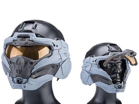 SRU SR Tactical Face Shield Type II w/ Integrated Cooling System & Flip-Up Visor (Color: Grey)