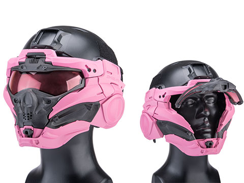 SRU SR Tactical Face Shield Type II w/ Integrated Cooling System & Flip-Up Visor (Color: Pink)