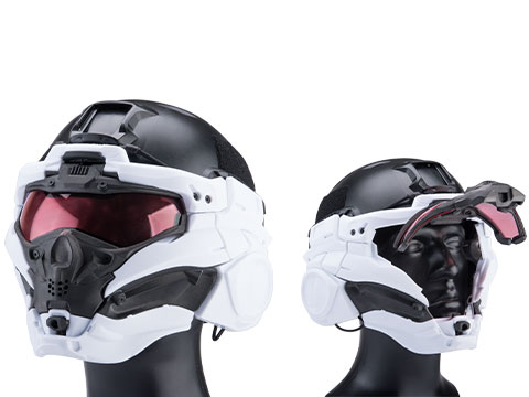 SRU SR Tactical Face Shield Type II w/ Integrated Cooling System & Flip-Up Visor (Color: White)