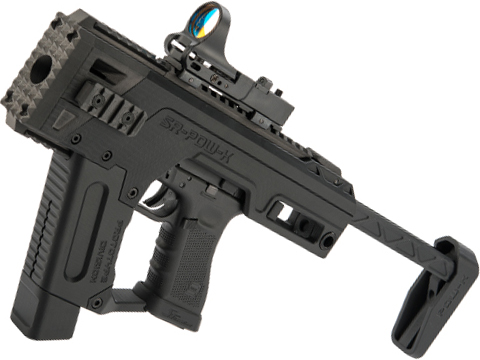 SRU PDW Carbine Kit with Elite Force GLOCK 17 Airsoft Pistols (Color: Black / CO2)