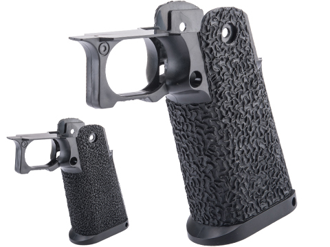 Tapp Airsoft 3D Printed Rogue Capa Stippled Grip w/ Custom Cerakote for Hi-CAPA Gas Blowback Airsoft Pistols (Color: Graphite Black / Talons Pattern)