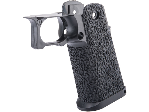 Tapp Airsoft 3D Printed Rogue Capa Stippled Grip w/ Custom Cerakote for Hi-CAPA Gas Blowback Airsoft Pistols (Color: Graphite Black / Elegant Pattern)