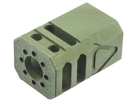 Tapp Airsoft 3D Printed 14mm Negative Blaster Compensator w/ Custom Cerakote for Gas Blowback Airsoft Pistols (Color: Multicam Bright Green)