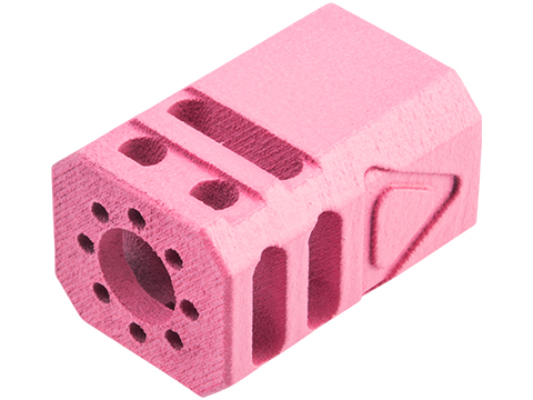 Tapp Airsoft 3D Printed 14mm Negative Blaster Compensator w/ Custom Cerakote for Gas Blowback Airsoft Pistols (Color: Pink Sherbet)