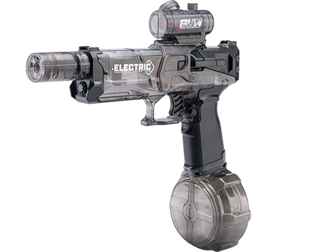 Rechargeable Battery Operated Automatic High Power Water Gun w/ Flashing Mock Silencer 
