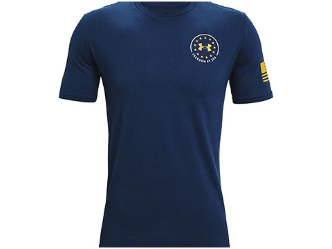 Under Armour UA Freedom By Sea T-Shirt (Color: Navy Blue - Gold / Small)