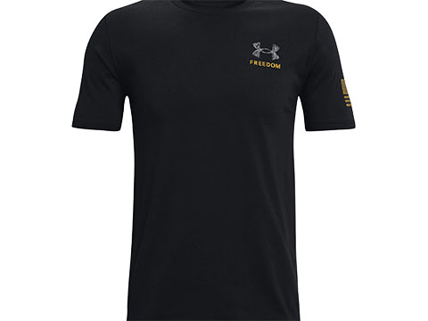 Under Armour UA Freedom By Land T-Shirt (Color: Black - Gold / Skull / Medium)