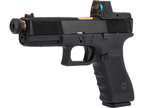 Elite Force Licensed GLOCK 17 Gen. 4 Gas Blowback Airsoft Pistol w/ EMG SAI UTILITY Modification & Red Dot Pistol Sight