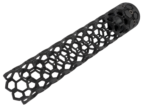 Unique ARs CNC Machined Ultra Light Hex Handguard for AR15  Pattern Rifles (Color: Black / 12 / AR15 barrel nut)