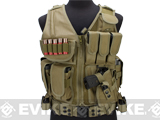 Matrix Special Force Cross Draw Tactical Vest w/ Built In Holster & Mag Pouches (Color: Tan)