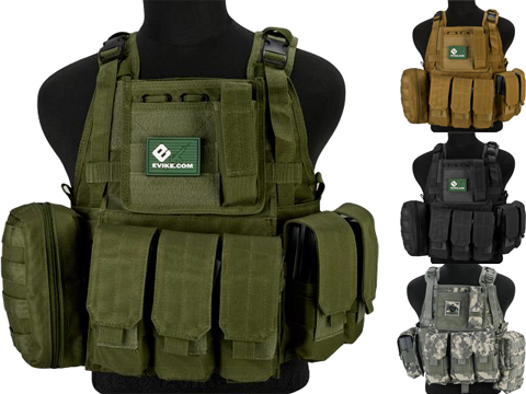 Matrix Medium Assault Plate Carrier Vest w/ Cummerbund & Pouches (Color: Black)