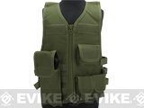 Matrix Childrens Size Tactical Zipper Vest w/ Integrated Magazine Pouches (Color: OD Green)