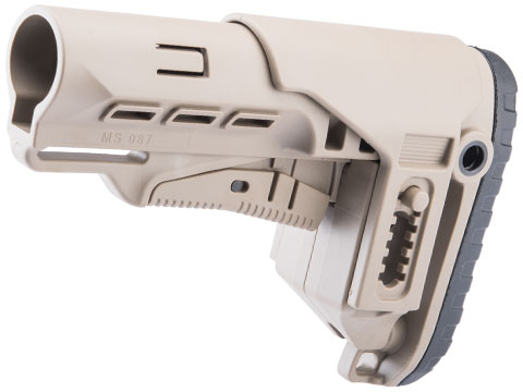 DLG Tactical Retractable Stock w/ Adjustable Short Cheek Riser for M4 / M16 Series Milspec Rifles (Color: Tan)