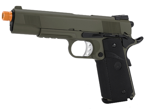 WE-Tech Gen2 Heavy Weight 1911 MEU Airsoft GBB Pistol (Color: OD Green w/ Rail)