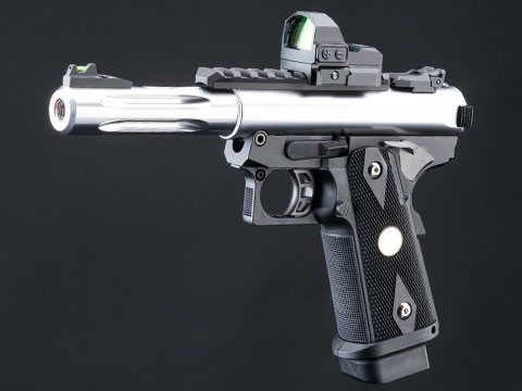 WE-Tech Galaxy Hi-CAPA Gas Blowback Airsoft Pistol (Color: Silver / Checkered Frame / Premium Short Barrel)