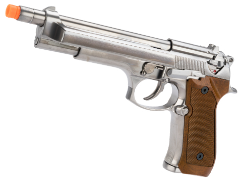 WE-Tech High Power Elite M9 PTP Airsoft GBB Pistol - Chrome / Wood