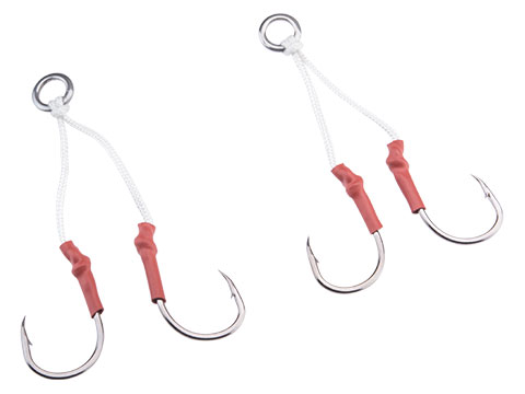 Battle Angler Double Stinger Jigging Hook Set (Color: Red Nickle