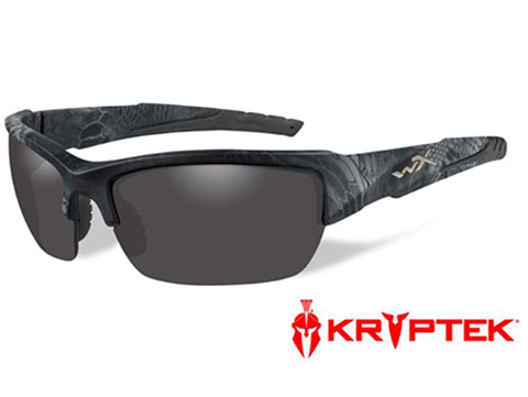 Wiley X WX Valor Polarized Changeable Sunglasses (Color: Polarized Smoke Grey lens with Kryptek Typhon)