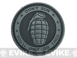 Matrix Don't Run, You'll Only Die Tired PVC IFF Hook and Loop Patch (Color: Grey)