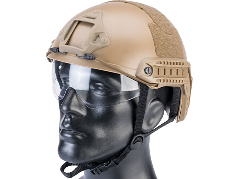 Matrix Basic High Cut Ballistic Type Tactical Airsoft Bump Helmet w/ Flip-down Visor (Color: Dark Earth)