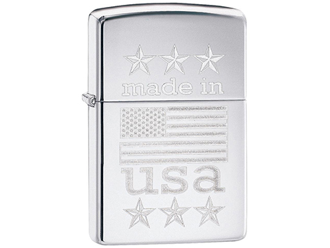 Zippo Classic Lighter Patriotic Series (Model: Made in USA w/ Flag)
