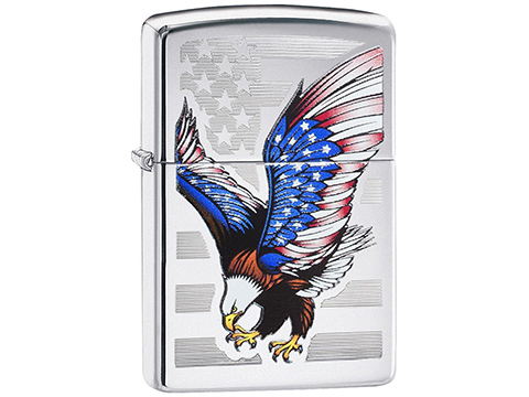 Zippo Classic Lighter Patriotic Series (Model: Eagle Flag / High Polish Chrome)